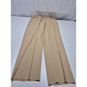 Zignone Dress Pants Mens 46x36 Beige Wool Pleated Unhemmed High Twist Italy
